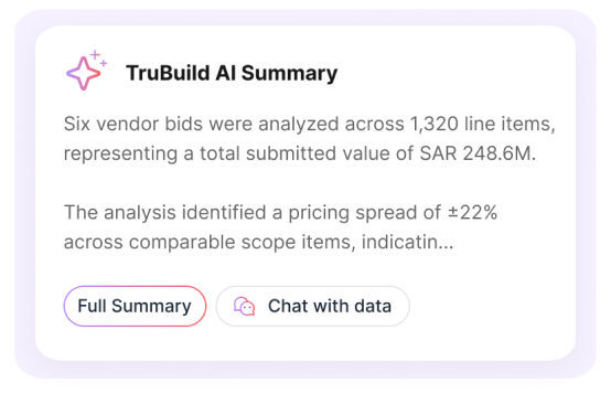 AI-powered tender summary showing automated procurement insights